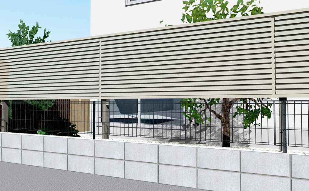 ミエーネ目隠しルーバーフェンス 上段のみ設置 自立建て用
