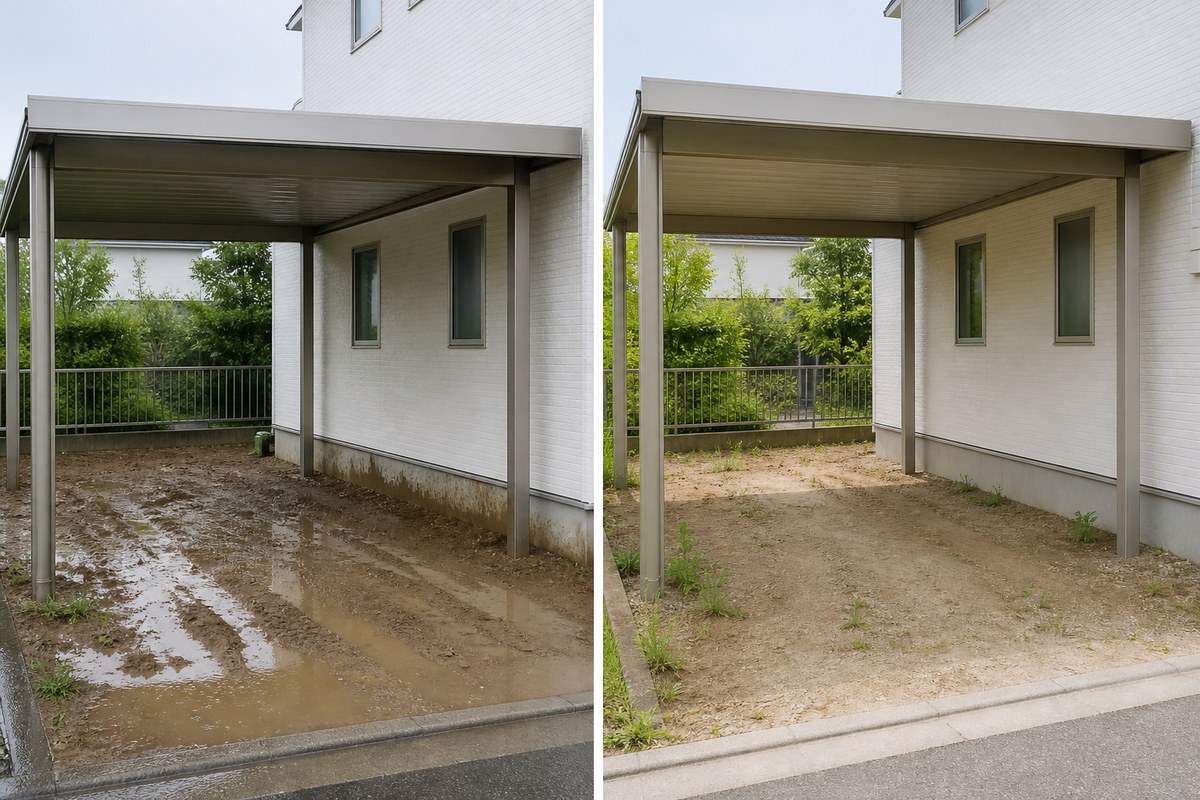 土の駐車場