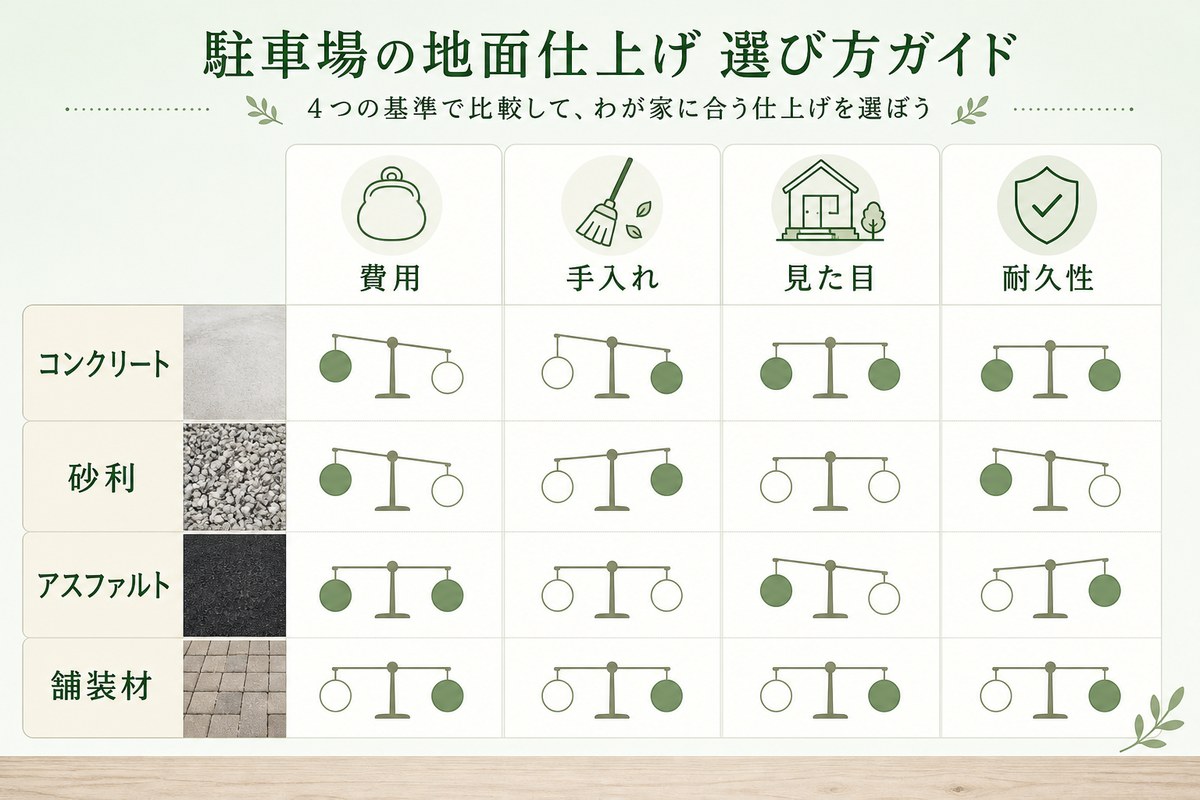 駐車場の仕上げを選ぶ