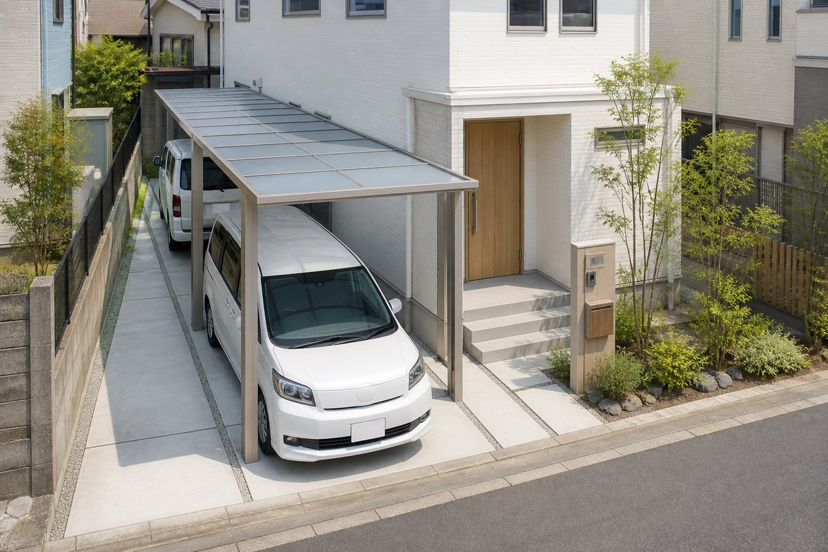縦列駐車のカーポート