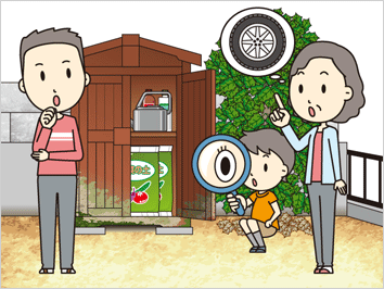 木製の物置はボロボロだし玄関のタイヤは邪魔だし…。スチール製物置で収納&玄関問題をダブルで解決!