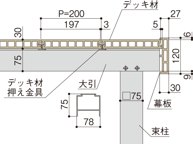 デッキの目地幅は3mm／床下に雑草が生えにくい